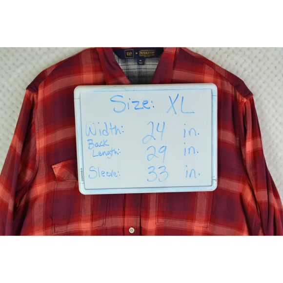 Gap + Pendleton Women's XL Red Plaid Boyfriend Shirt - Picture 8 of 12